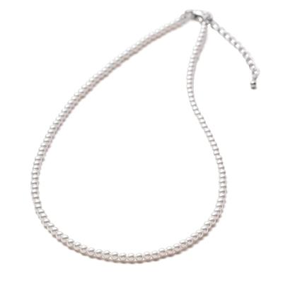 [VOTRE COUTURE] Pearl Necklace, Baby Pearls, Grand Premium, 3mm, White, Silver, Gray, 10-Year Brand Warranty (Necklace Only - White X Silver, 44cm)
