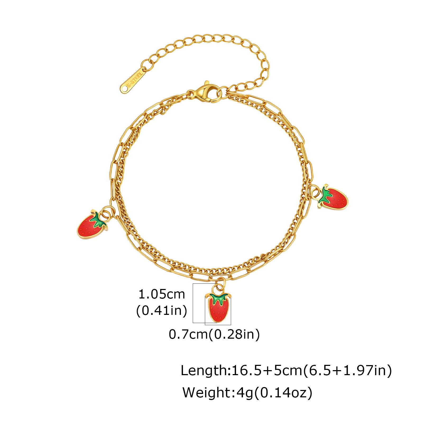 Fashion Ladies Stainless Steel Double Strawberry Gold Bracelet Ladies 2577
