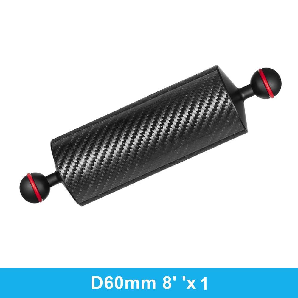 2 x D40mm Carbon Fiber Underwater Float Arm for Diving Tray Housing Video Light/Strobe Buoyancy Floating Ball Mounting (2 PCS)
