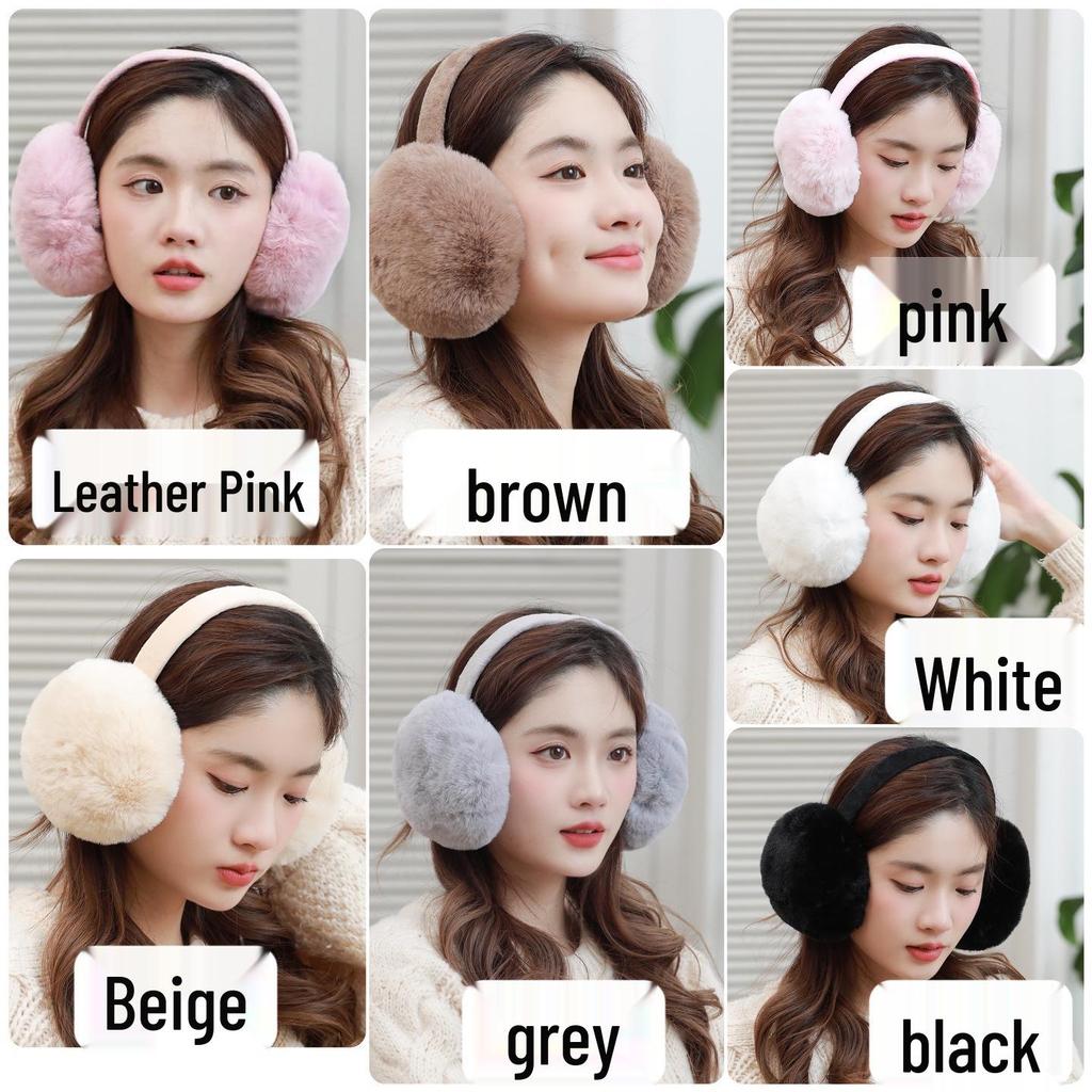 2024 Winter Men's Windproof Warm Fur Earmuffs - Solid Color, Thickened Design for Outdoor Use