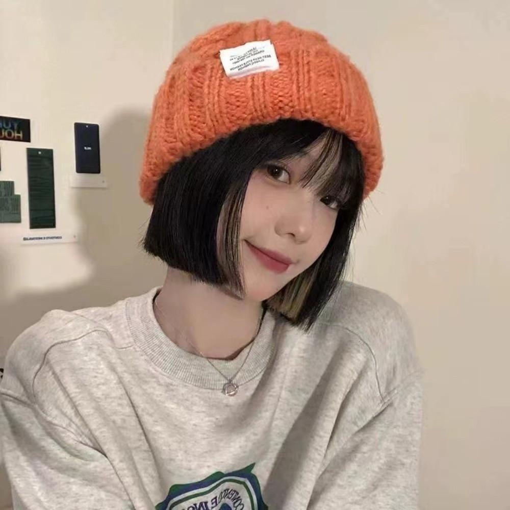 Solid Color Beanie Hat Elastic Winter Bomber Cap Unisex Knitted Woolen Cap Winter