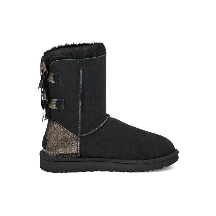 UGG Bailey Daim Chaud Baily Nœud Polaire Court Bottes de Neige Femmes bottes Noir 1120884-BLK