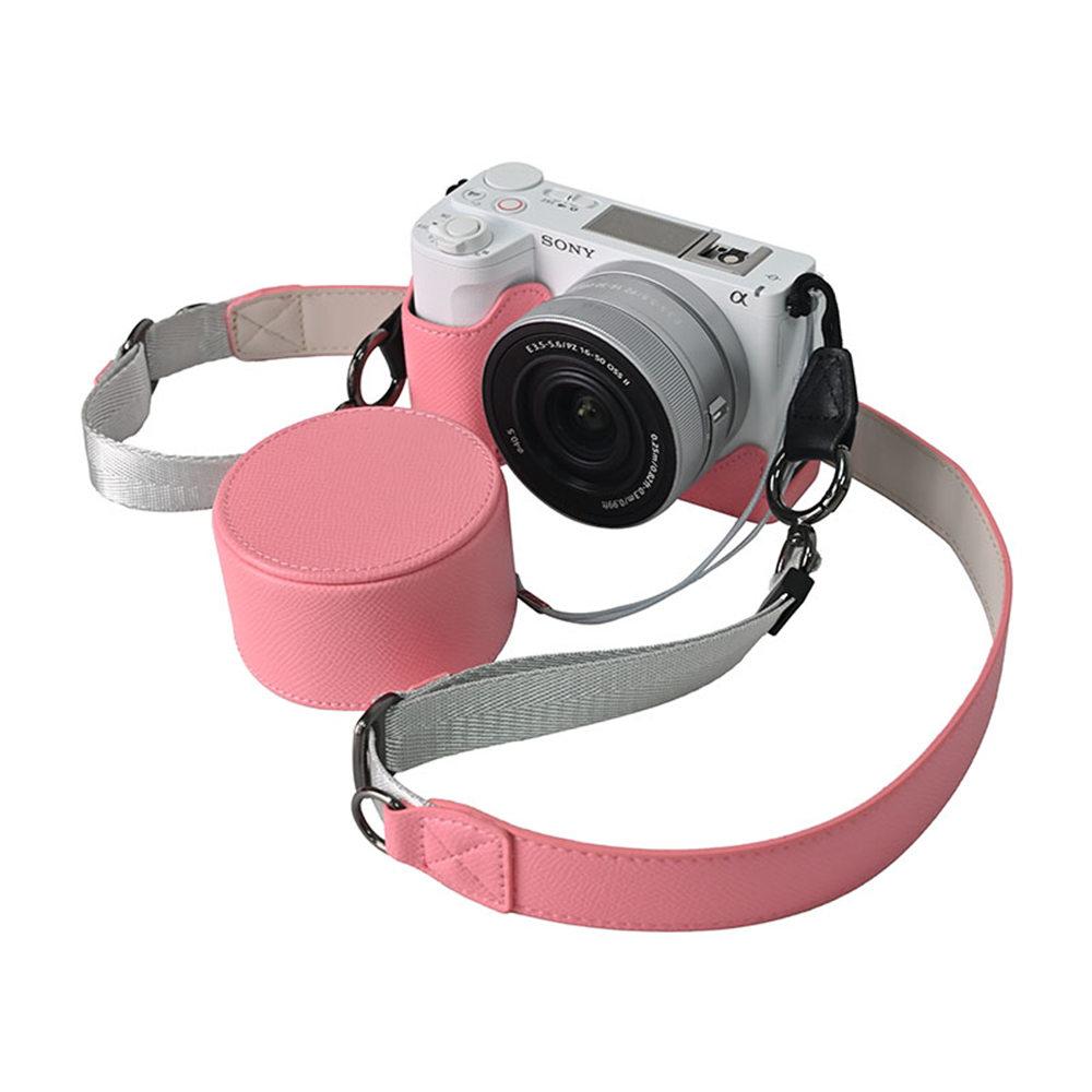 ZVE10II Palm Print Camera Bag PU Leather Half Body Cover for Sony ZVE10 Mark II ZVE10M2 ZVE10II 16-50mm Case With Lens Cap