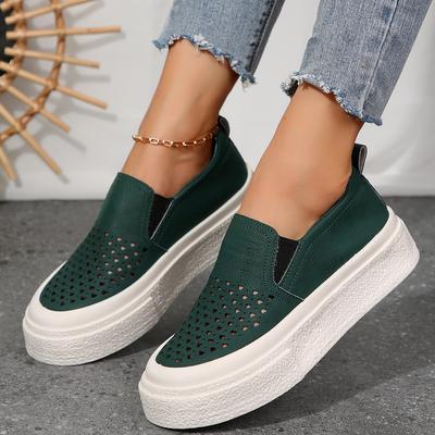 Europejski i amerykański handel zagraniczny 2024 nowe wiosenne i jesienne buty casual na płaskiej podeszwie z okrągłym noskiem, oddychające, z grubą podeszwą, ażurowe, antypoślizgowe, z niską cholewką, pojedyncze buty damskie