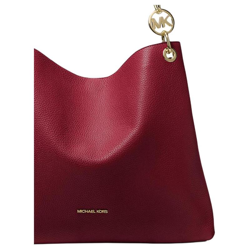 Michael Kors Christina Logo Classic Leather Shoulder Bag Large Women's Cherry Red