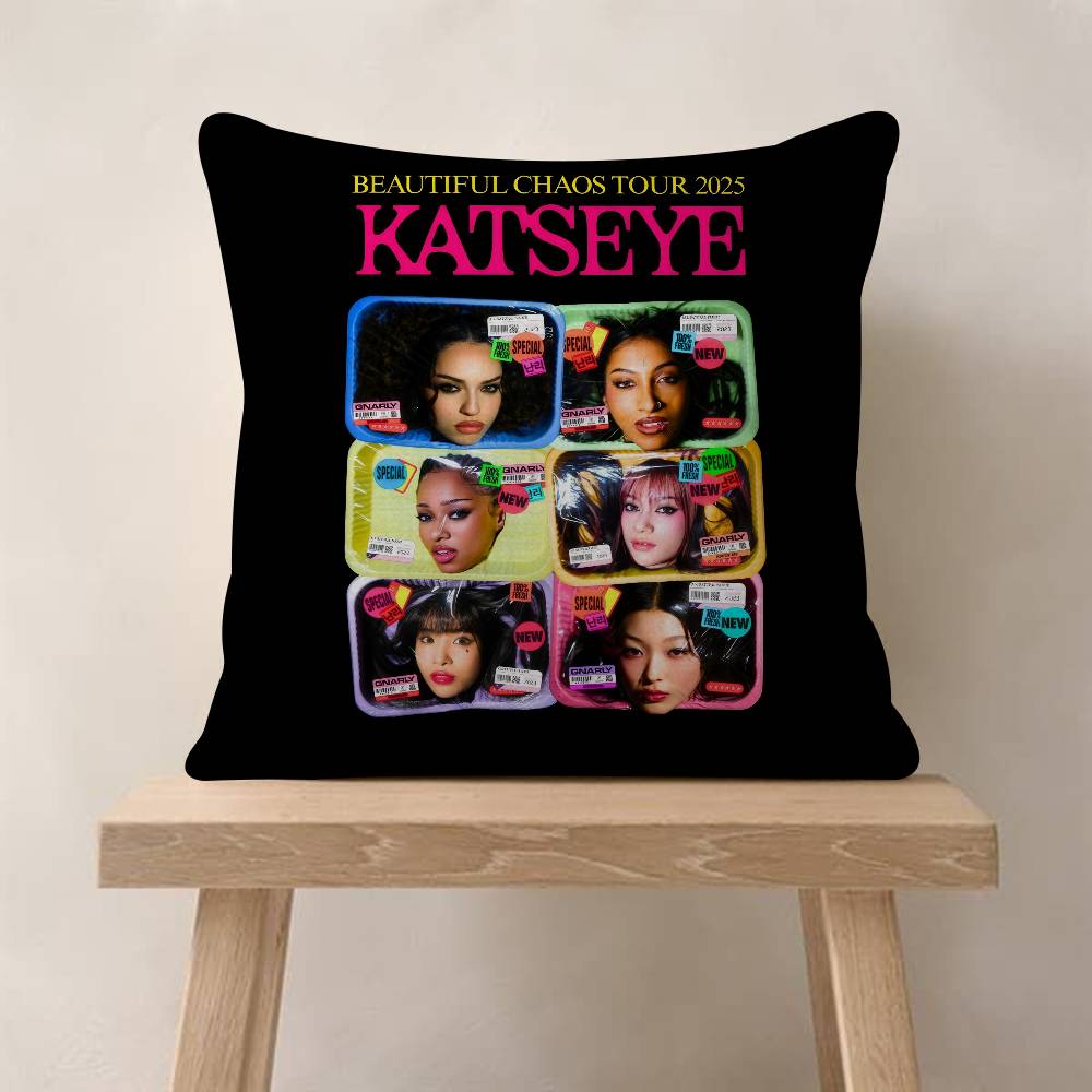 Kpop Heißes Mädchen KKATSEYE Kissenbezug für Schlafzimmer Zimmer und Wohnzimmer Sofa Dekorative Kissenhülle