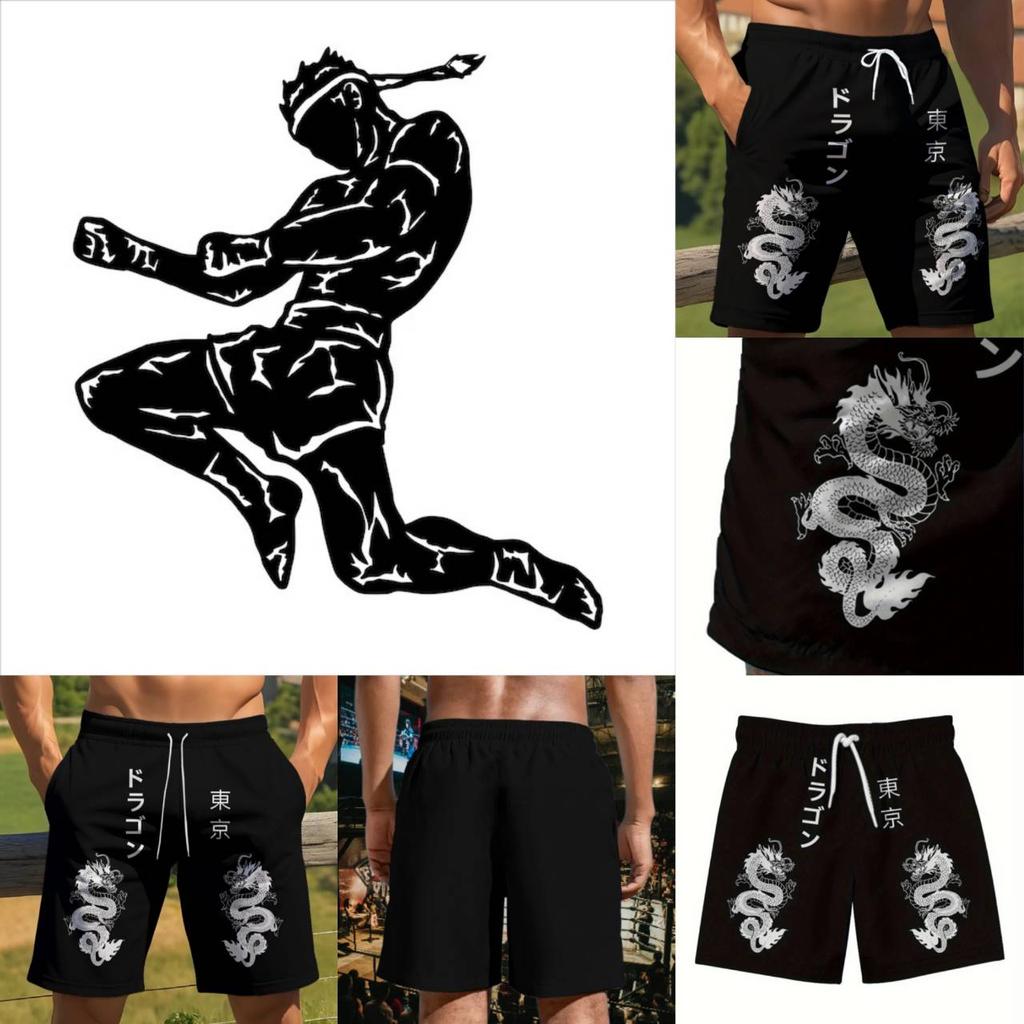 Twin Double Dragon Muay Thai Boxing Kickboxing Shorts 3D Print Training Unisex Men Women Quick Dry Fitness Gym Sport Workout Casual Streetwear