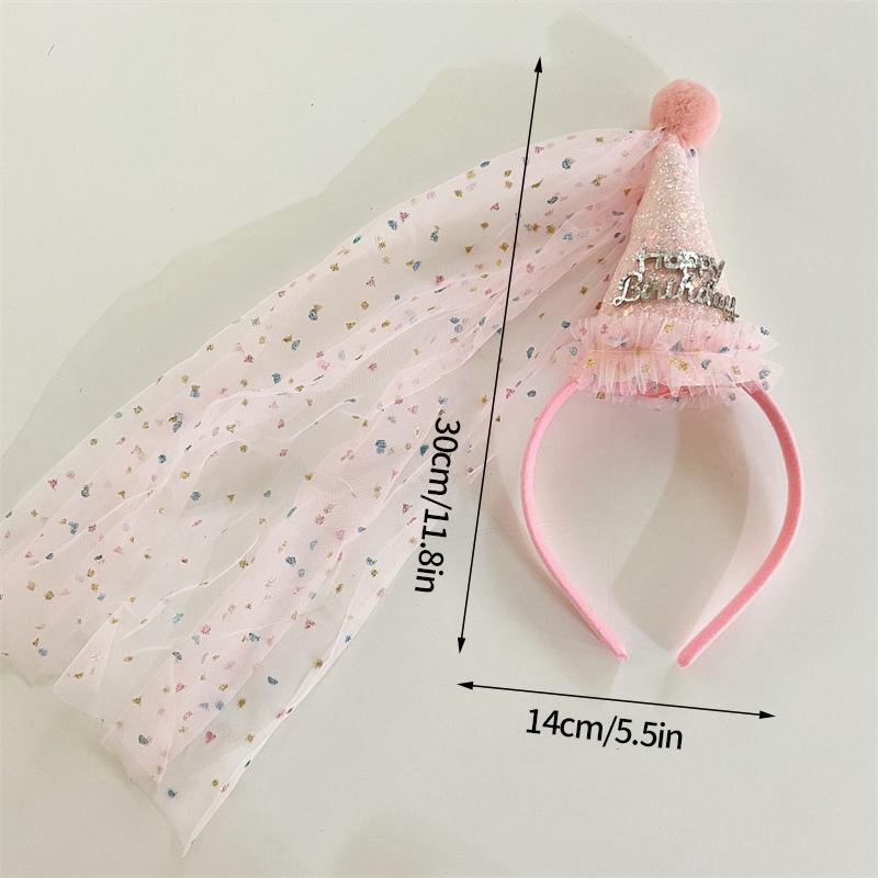Ins Crown Birthday Hat Girls Princess Veil Birthday Hats Birthday Party Headband Photo Props Children Baby Shower Supplies