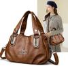 Fashion Vintage Leather Handbag Large Capacity Women's Crossbody Bag Middle-aged Women's Shoulder Bag for Daily Work Shopping and Socializing