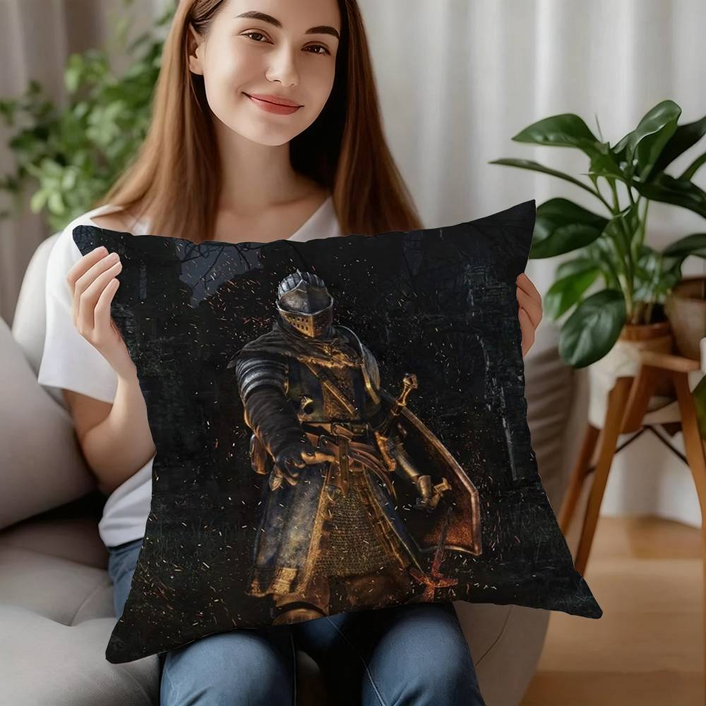 Game D-Dark S-Souls Pillow Case Plush Fabric Soft Pillowcase Double Sided Print Cushion Cover Household Gifts 12x12Inch
