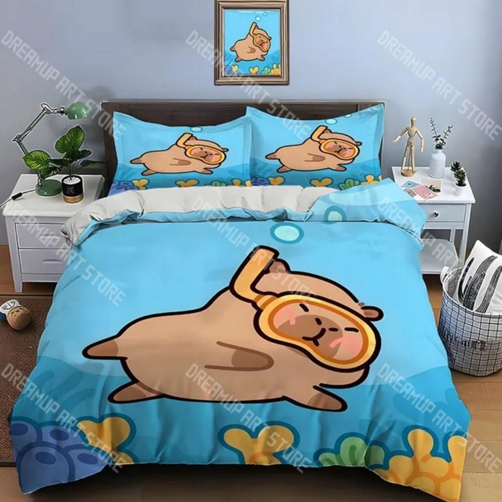 Fashion Capybara Cute Cartoon Bedding Set Single Twin Full Queen King Size Bed Set Kids Bedroom Duvetcover Sets Bed Sheet Set
