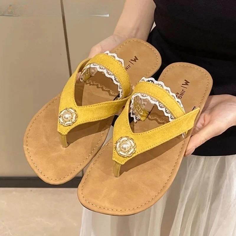 Fashion Women Flip Flops Flats Slippers Fashion Clip Toe Shoes Summer Sandals 2025 Casual Trend Beach Woman Slides Mujer De Zapatillas