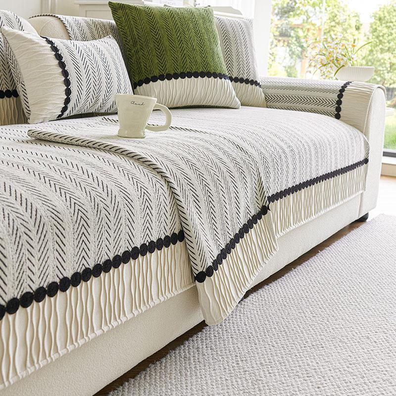 

New Sofa Cushion Light Luxury High-End Sense Simple Modern Four-Season Universal Fixed Non-Slip Straight Row Leather Sofa Seat Cushion 70*70cm