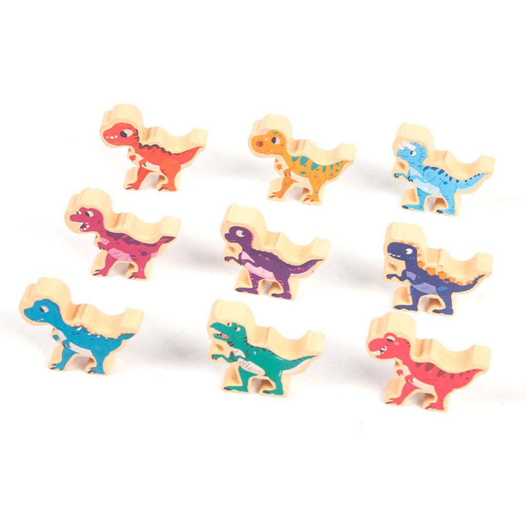 Happy Stacking Dinosaurs,Wooden Stacking Toy For Toddlers, Colorful Dinosaur Balancing Activity Toy, Improves Fine Motor Skills And Dexterity