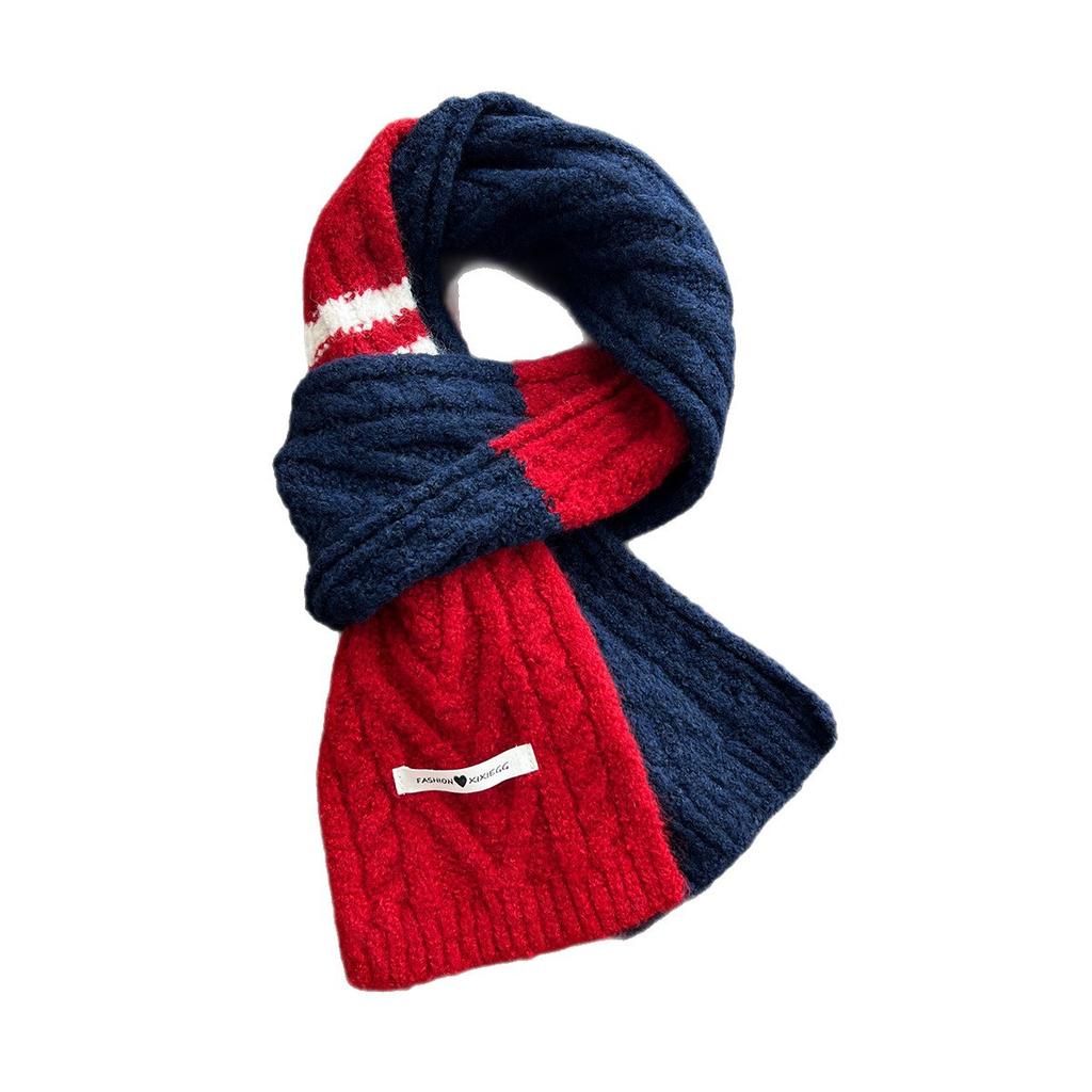 Korean version contains solid color versatile scarf color matching high-end knitted student warm scarf winter scarf