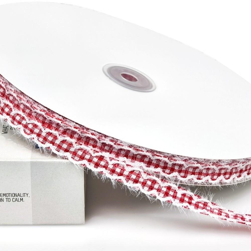 Frayed Edge Checkered Ribbon 1cm Width Fabric Binding Tape Creative Wavy Edge Ribbon  DIY Bow Craft