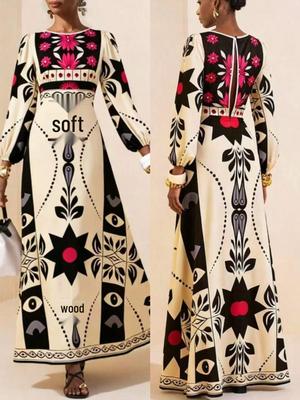 Cross2025 Bohemian Long Sleeve European Holiday Dress