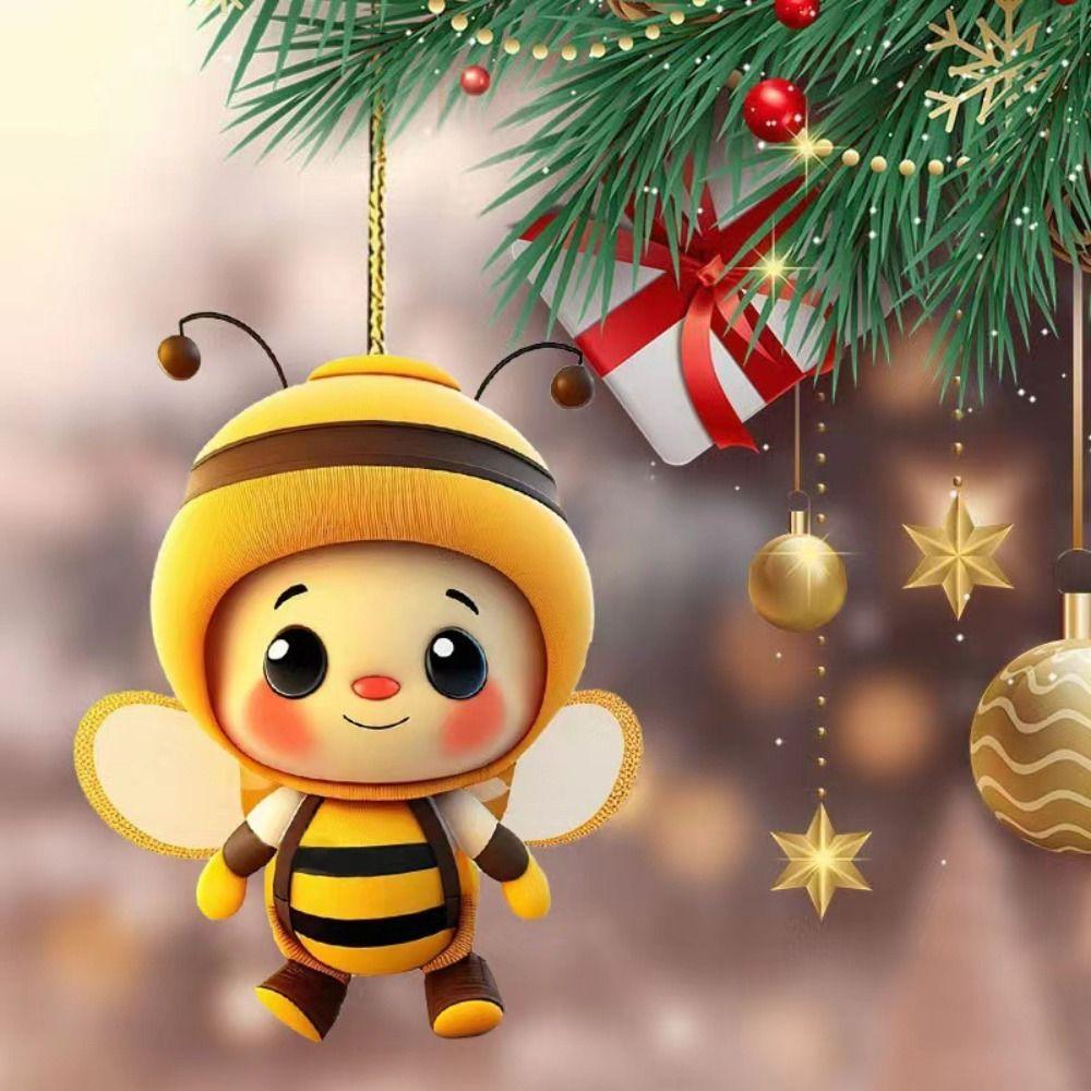2D Cute Bee Car Hanging Decoration Acrylic&Plexiglass 2D Car Decoration Hanging  Home