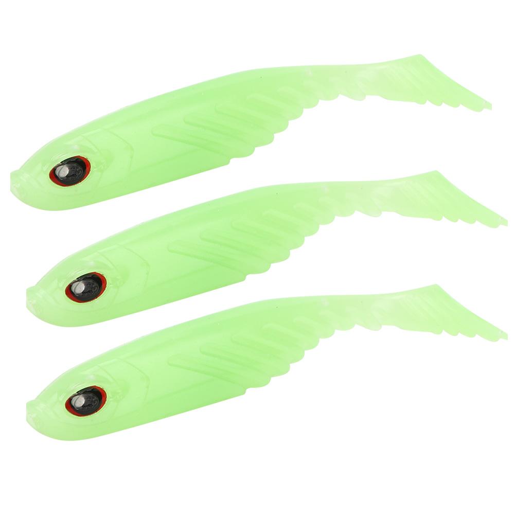 3pcs Fishing T Tail Baits Artificial Fishing Lures Lifelike Soft Paddle Tail Bait 105mm 9.2gLuminous Color