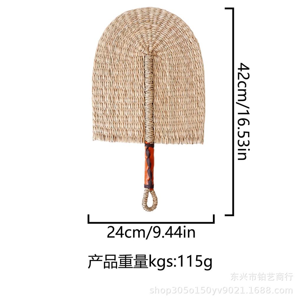 Seagrass Woven Straw Fan Wall Hanging Simple Elements Colored Wall Decoration Daily Summer Hand Crank Fan
