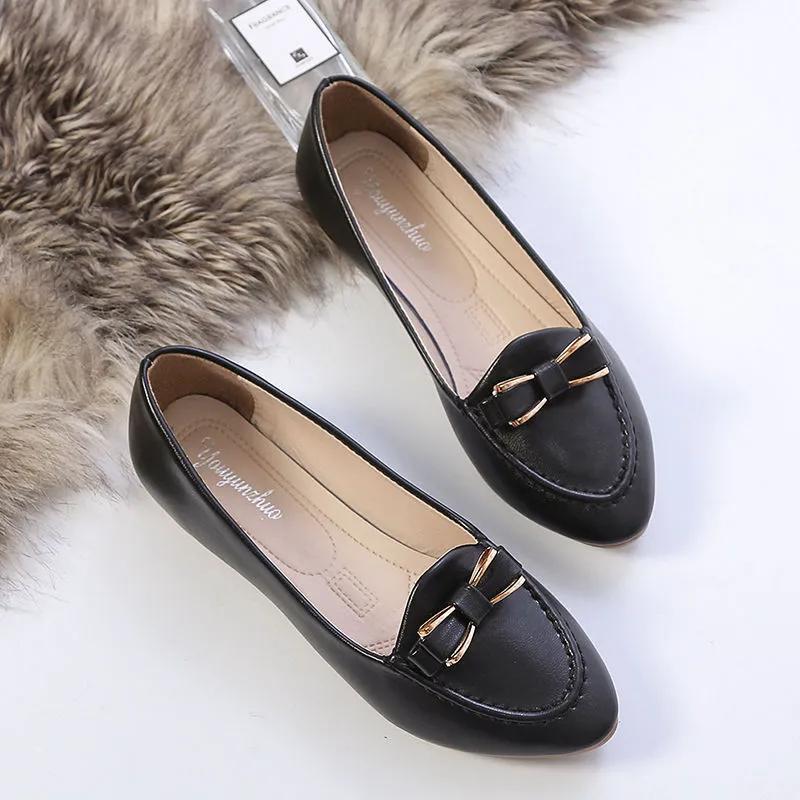 zapatos de mujer women casual pink pointed toe patent leather slip on anti skid flat shoes lady cool black comfort shoes ga611