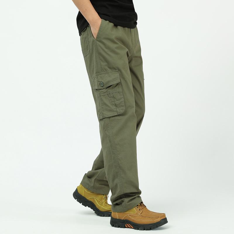 Spring & Autumn Multi-Pocket Loose Fit Casual Pants for Middle-Aged Men