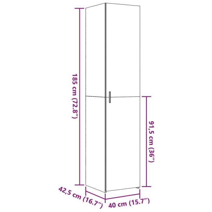 VidaXL Buffet haut gris béton 40x42,5x185 cm bois d'ingénierie, buffet, armoire de rangement, panneau latéral, armoire, 3281402