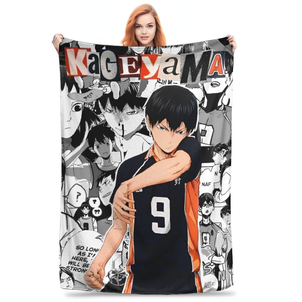Anime Boy Volleyball Haikyuu  Blanket Flannel All Season  Breathable Lightweight Thin Throw Blankets for Sofa Office Bedspreads