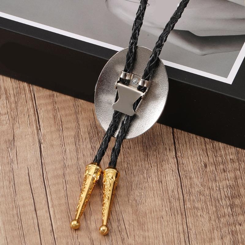 Head Head Bolo Tie for Men Vintage PU Leather Rope Tie Neck Jewelry Rodeos Tie for Formal Event and Special Occasion