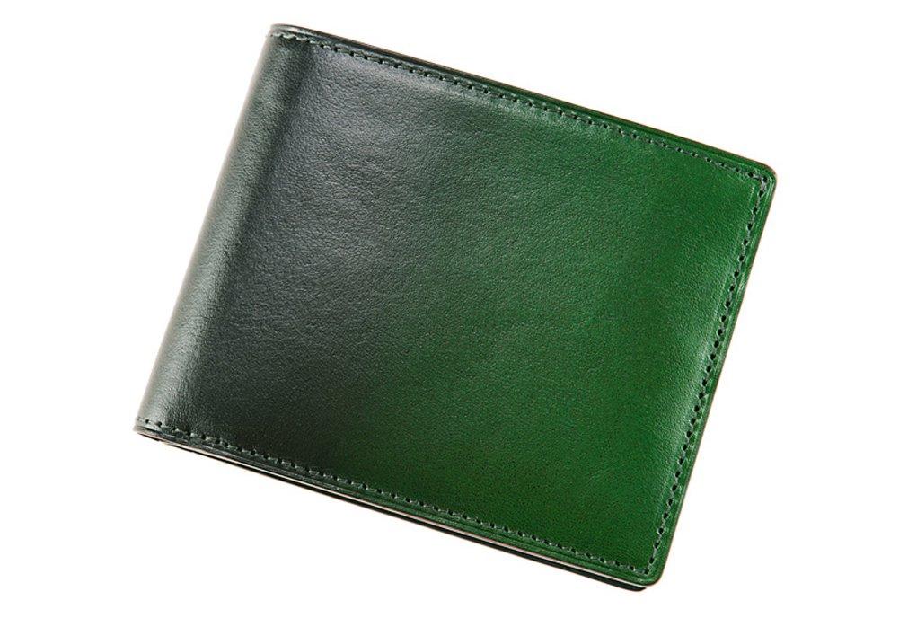 Portefeuille à deux volets URUSHI, porte-cartes, porte-billets, cuir véritable, fabriqué au Japon, cadeau d'anniversaire pour petit ami, vert 4327 [Cypris], cadeau pour père