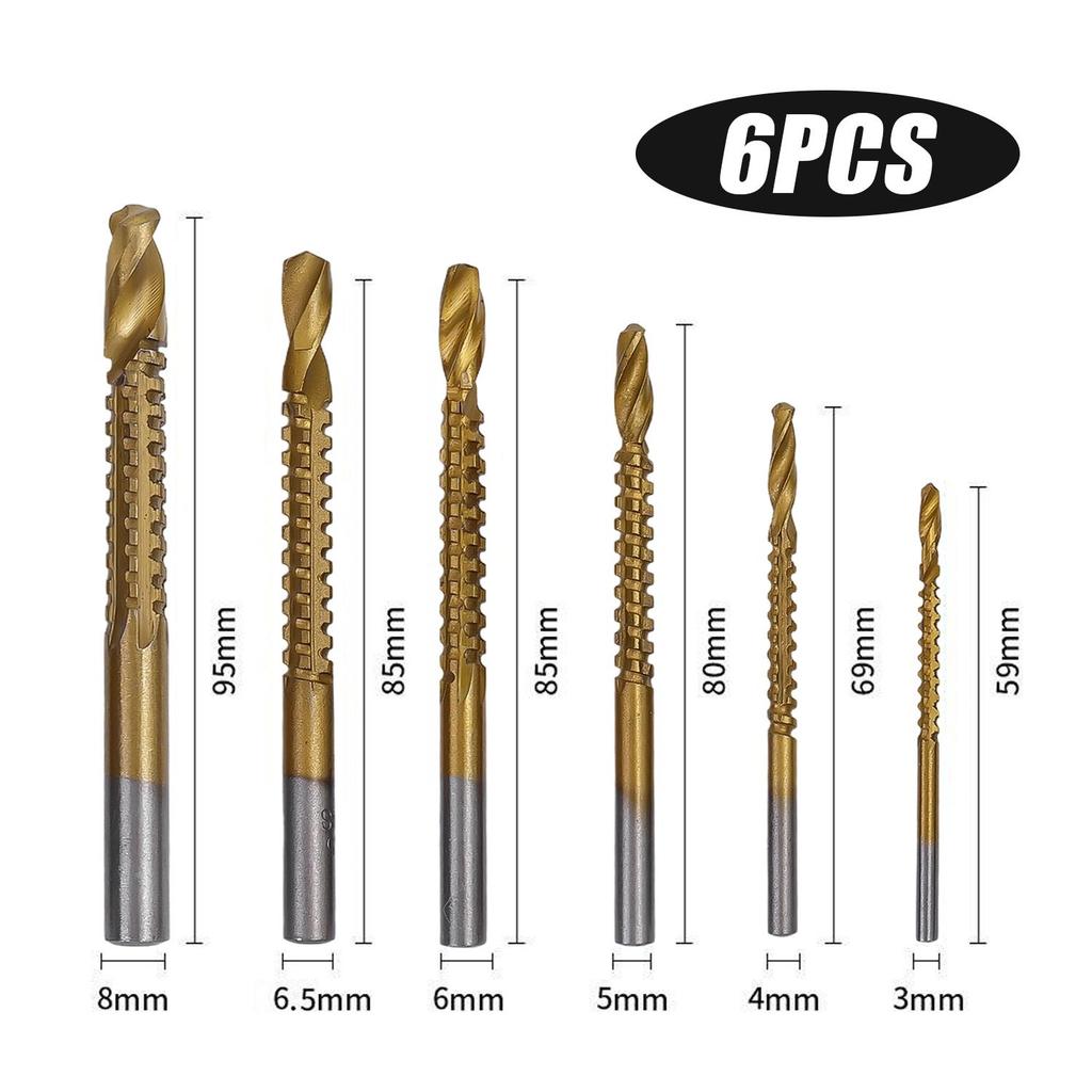 Titanium Coated HSS Twist Drill Bits Serrated Side Cutting Drill Bit Woodworking Electric Opening Hole Tools Saw Drill Set