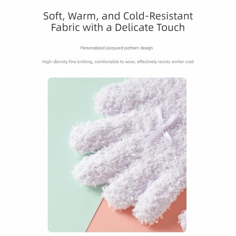 Soft Kids Winter Gloves Warm Cuffs Full Finger Mittens Gifts Children's Knit Gloves for Girls