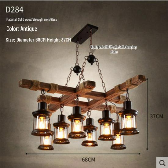 Vintage Industrial Wood Chandelier for Restaurants & Cafes