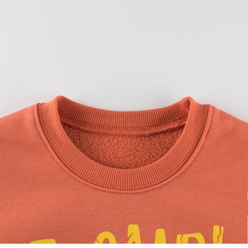 Baby and Toddler Boys' Fleece Sweatshirt Boys Cartoon Dinosaur No Cap Crew-Neck Sweatshirt Long Sleeve Pullover Shirt