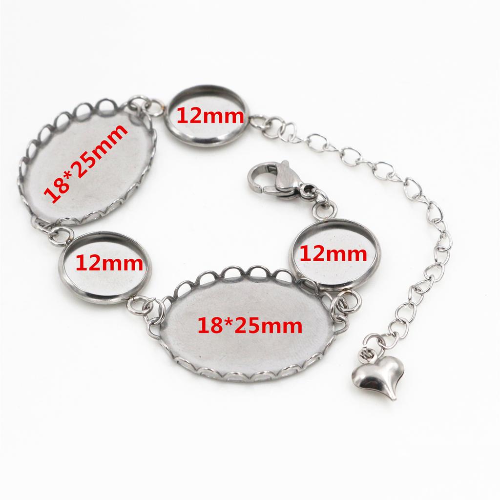 2 ks 12mm 14mm 16mm 18mm 20mm nerezová ocel 316 Základ pro náramek Náramek Prázdná miska na komponenty Zasazení lunety Kabošon Portrét