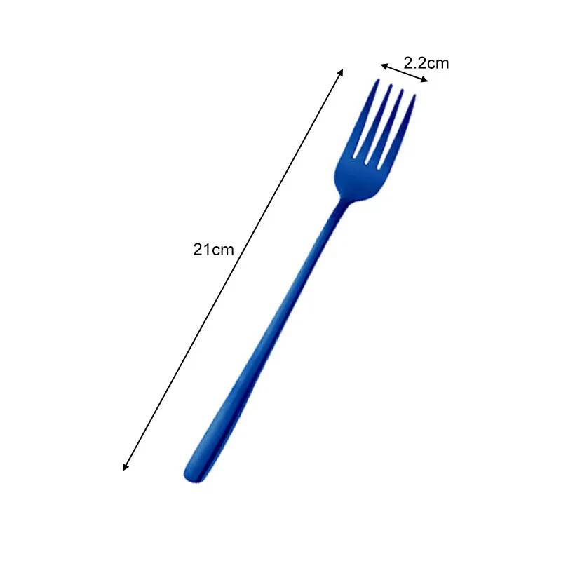 8 Colors Stainless Steel Long Handle Dinner Fork Korean Rainbow Fork Hotel Restaurant Party Supplies Dinnerware Steak Gold Fork