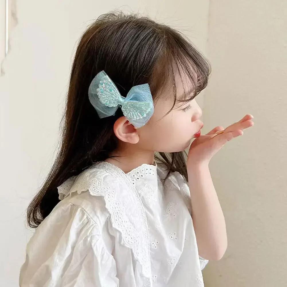 10pcs/set Mesh Bowknot Flower Hair Clips Sweet Cute Children Colorful Hairpin Headwear Hair Accessories