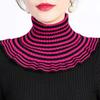 Women Autumn Winter Korea Joker Striped Pullover Thickened Warm Cervical Elastic Knitted False Collar Wool Scarf