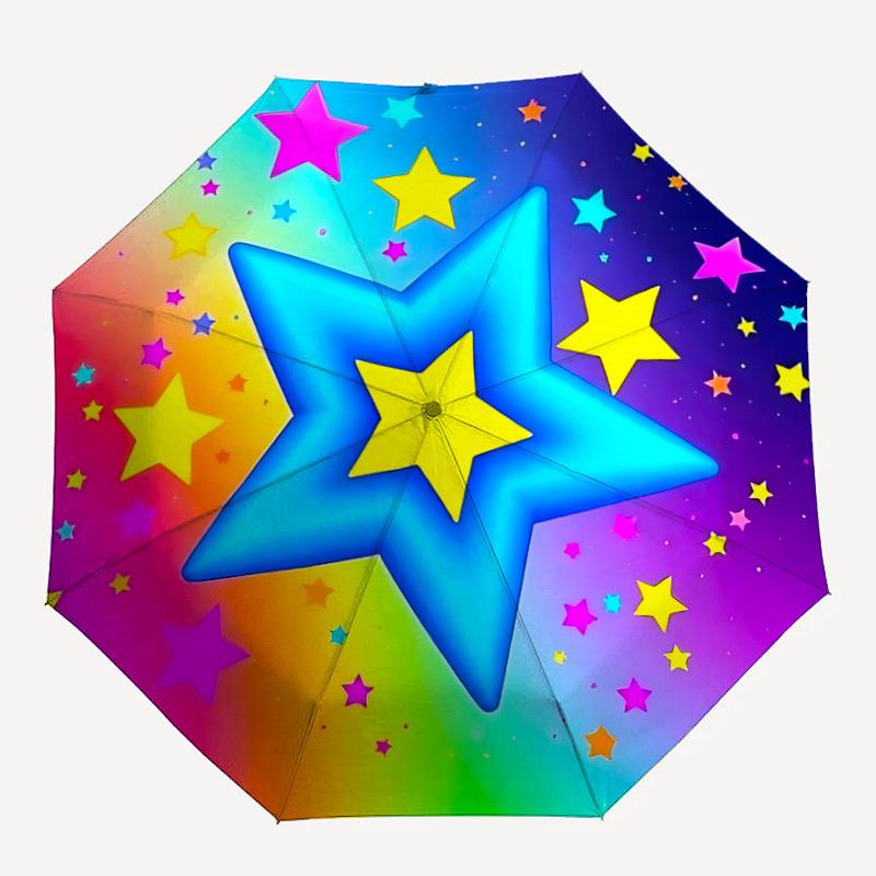 

1pc Star Rainbow Automatic Open/Close Umbrella with Windproof, 8-Rib Sturdy Canopy, Durable Ribs, Ideal for Gifts yy251117077