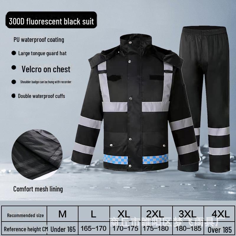 300D Oxford Traffic Safety Reflective Raincoat and Rainpants Set - Anti-Rainstorm, Outdoor Duty Gear