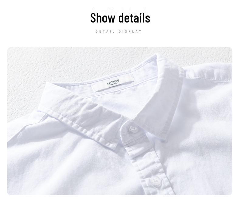 Men's Summer Cotton Shirt - Japanese Style, Fresh Solid White