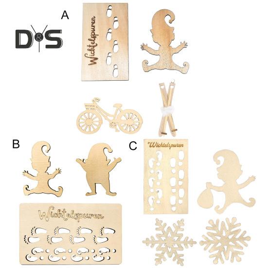 Gnome Templates Set Wooden Gnome Footprints Stencil Dwarf Silhouette Stencil for Christmas Window Floor Decor