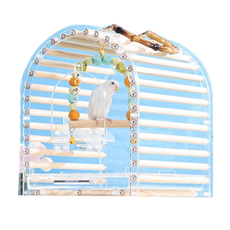 

Handheld Birds Travel Cage for Small Parrots Transparent Acrylic Carry Cage for Lovebirds Portable Carry Box for Conure large