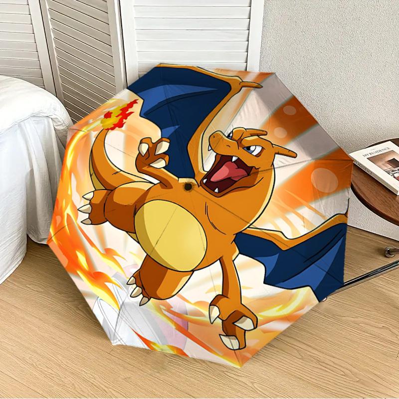 1pc Charizard Fire Automatic Folding Umbrella - Compact 8-Rib Design, Durable Plastic & Iron, Lightweight for Outdoor Daily Use,  a0929175