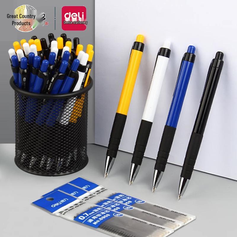 Deli 0.7mm Blue Click-Type Ballpoint Pen for Students and Office Use