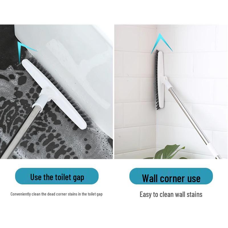 Stiff Bristle Floor Brush with Long Handle for Bathroom and Tile Grout Cleaning
