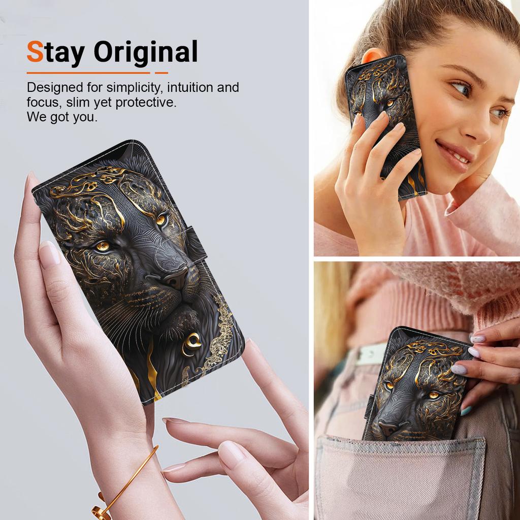 Handmade PU Leather Flip Case for Samsung Galaxy XCover7 (SM-G556B/G556BU1)- Anti-Slip Shockproof Cover with Wrist Strap & Heart/Rose Cat Designs