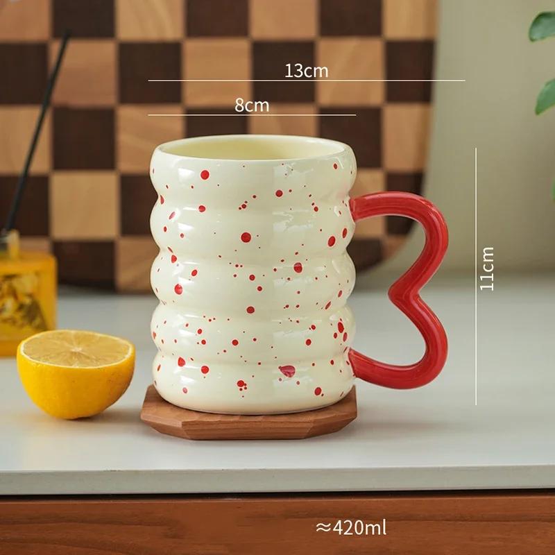 

Изысканные уникальные керамические кружки, повседневные, офисные, симпатичные, для воды, креативные, для дома, для завтрака, молока, послеобеденного чая, кофейные чашки 420ml