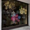 New Year Golden Festive Fireworks Glass Sticker for Windows, Perfect for Hotels and Exhibition Halls