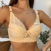 Plus Size Lace Bras for Women's Bralette Crop Top Underwear Female Sexy Lingerie Wide Shoulder Straps Underwired Push Up Bra